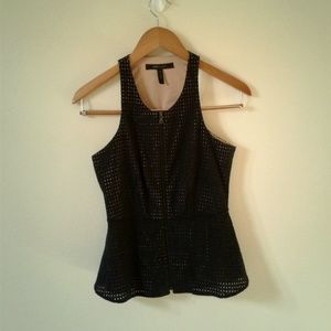 ⬇️BCBG Max Azria Black and Nude Peplum Top